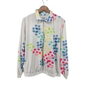 Bette & Court Pullover Women XL White Floral 1/4 Zip Long Sleeve Golf Top